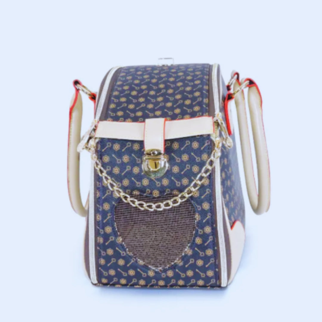 Haustier-Tragetasche im Designer-Stil mit Belüftungsfenster