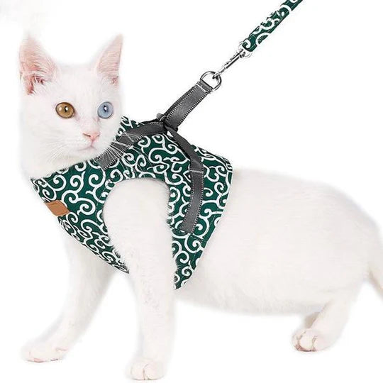 Atmungsaktives Katzengeschirr Mit Leine Für Outdoor-Spaziergänge