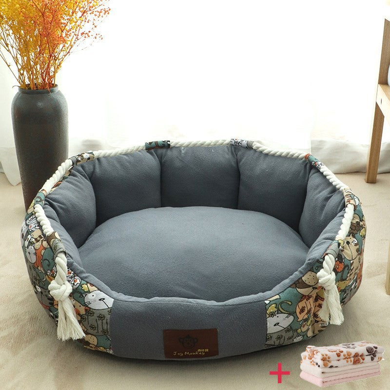Langlebiges Hundebett mit Taschenfuntion und Kauseil