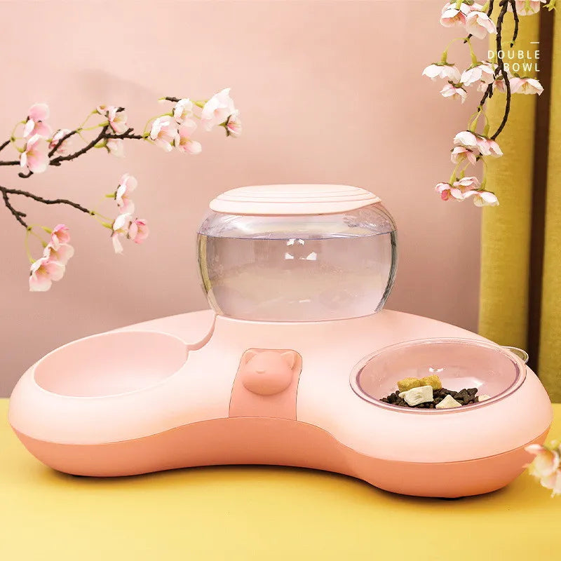 2-in-1 Futternapf für Haustiere mit Automatischem Wasserspender und Rutschfestem Design