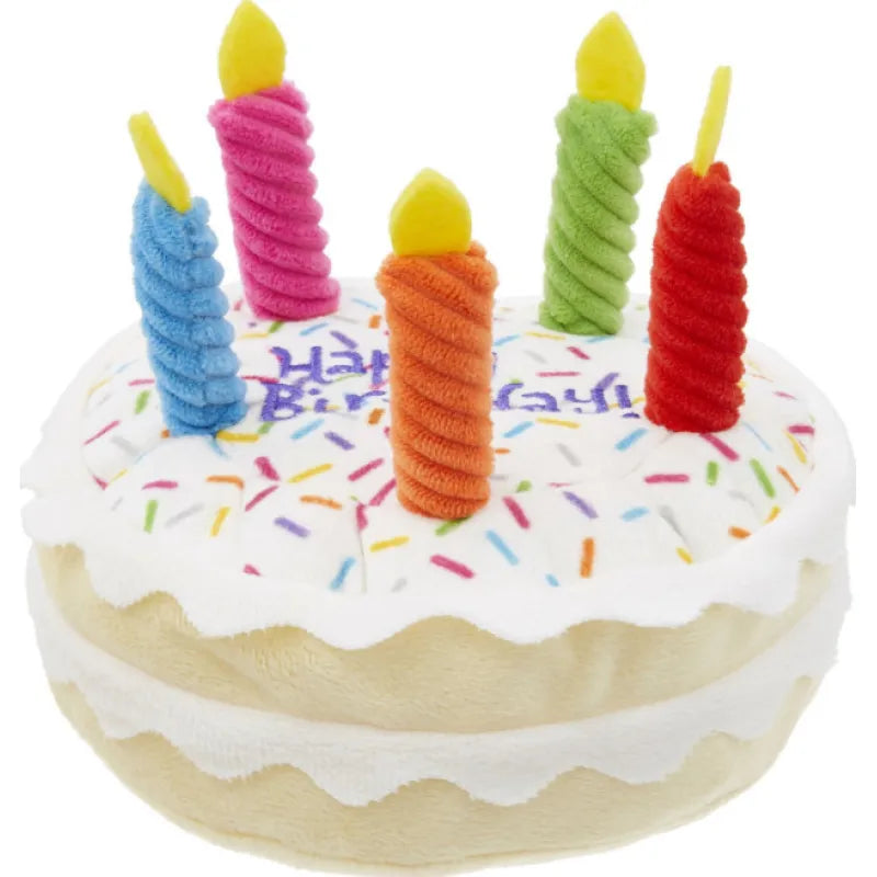 Hundespielzeug Geburtstag Set – Plüschkuchen, Cupcake & Knochen mit Quietschfunktion