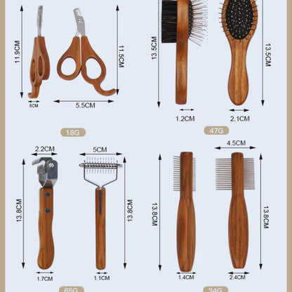 Holz Handkamm Set für Haustiere Entwirrungsbürste mit Ergonomischem Griff