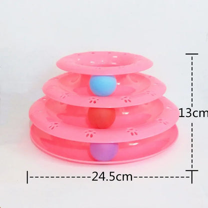Interaktives Katzenspielzeug – 3-stufige Spielpyramide Mit Bunten Bällen