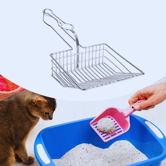Katzenschaufel Aus Edelstahl für Katzenstreu mit Extra Breiten Schlitzen und Ergonomischem Griff
