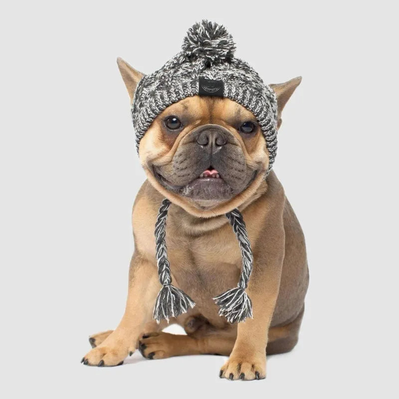 Stylische Hundemütze mit Bommel – Warme Wintermütze für Kleine Hunde
