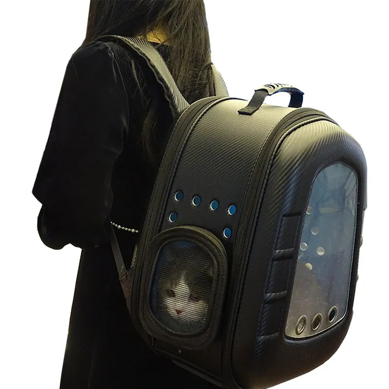 Katzen Rucksack mit Sichtfenster – Tragbare Haustier Transporttasche für Reisen und Outdoor