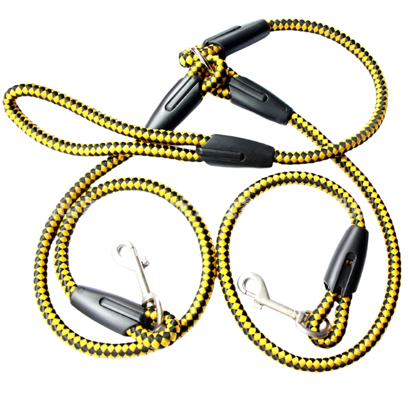 Hundeleine Aus Nylon – Robuste Doppelleine für Hunde im Set mit Handgriff