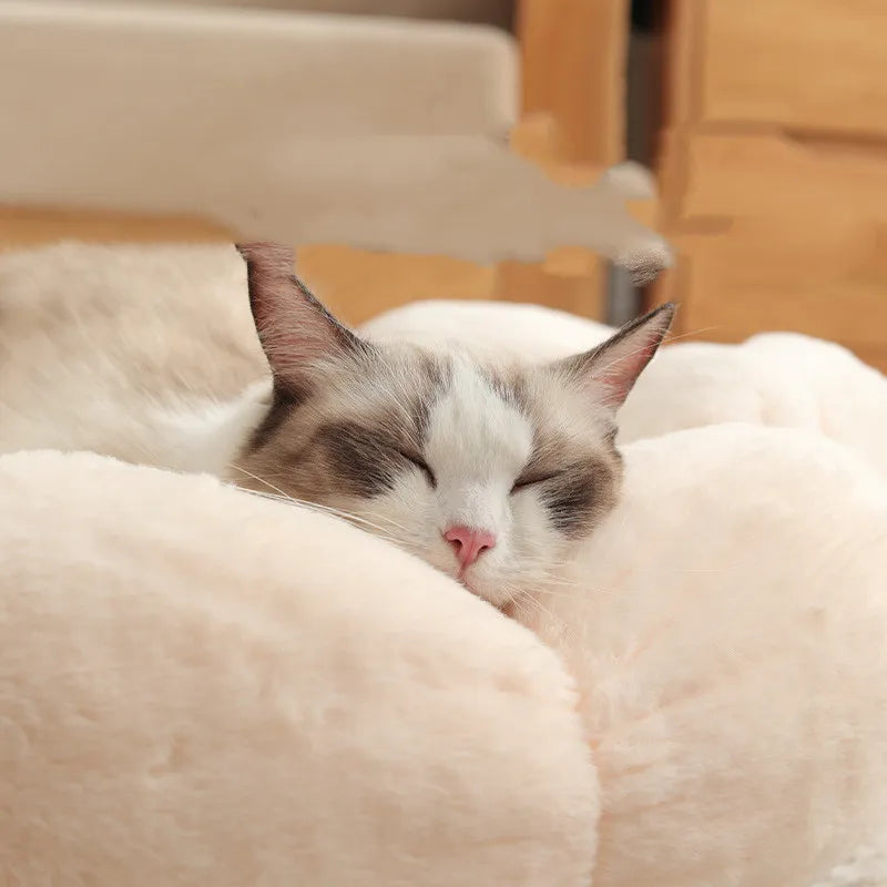 Kuscheliges Katzenbett in Blumenkorb-Form – Weich und Komfortabel für Entspannende Nächte