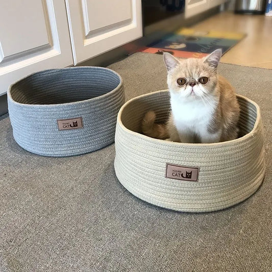 Katzenbett Aus Baumwolle – Bequemes Rundes Katzenbett für Entspannung und Komfort