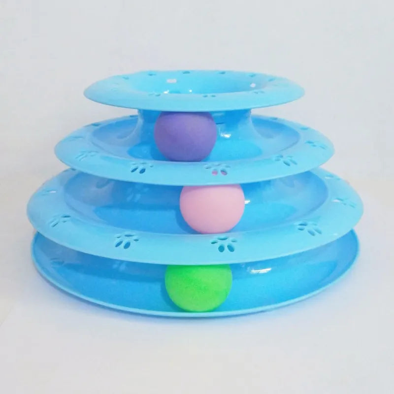 Interaktives Katzenspielzeug – 3-stufige Spielpyramide Mit Bunten Bällen