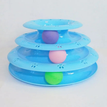 Interaktives Katzenspielzeug – 3-stufige Spielpyramide Mit Bunten Bällen