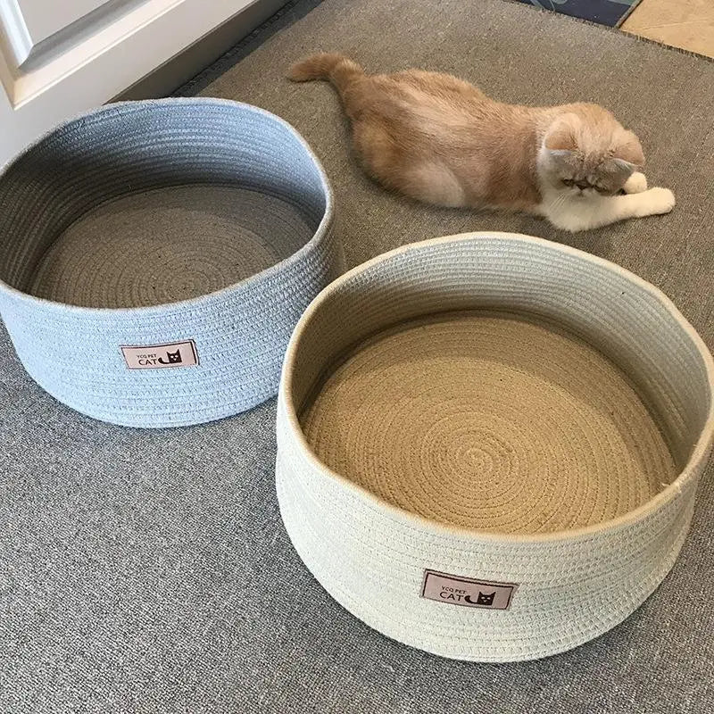 Katzenbett Aus Baumwolle – Bequemes Rundes Katzenbett für Entspannung und Komfort