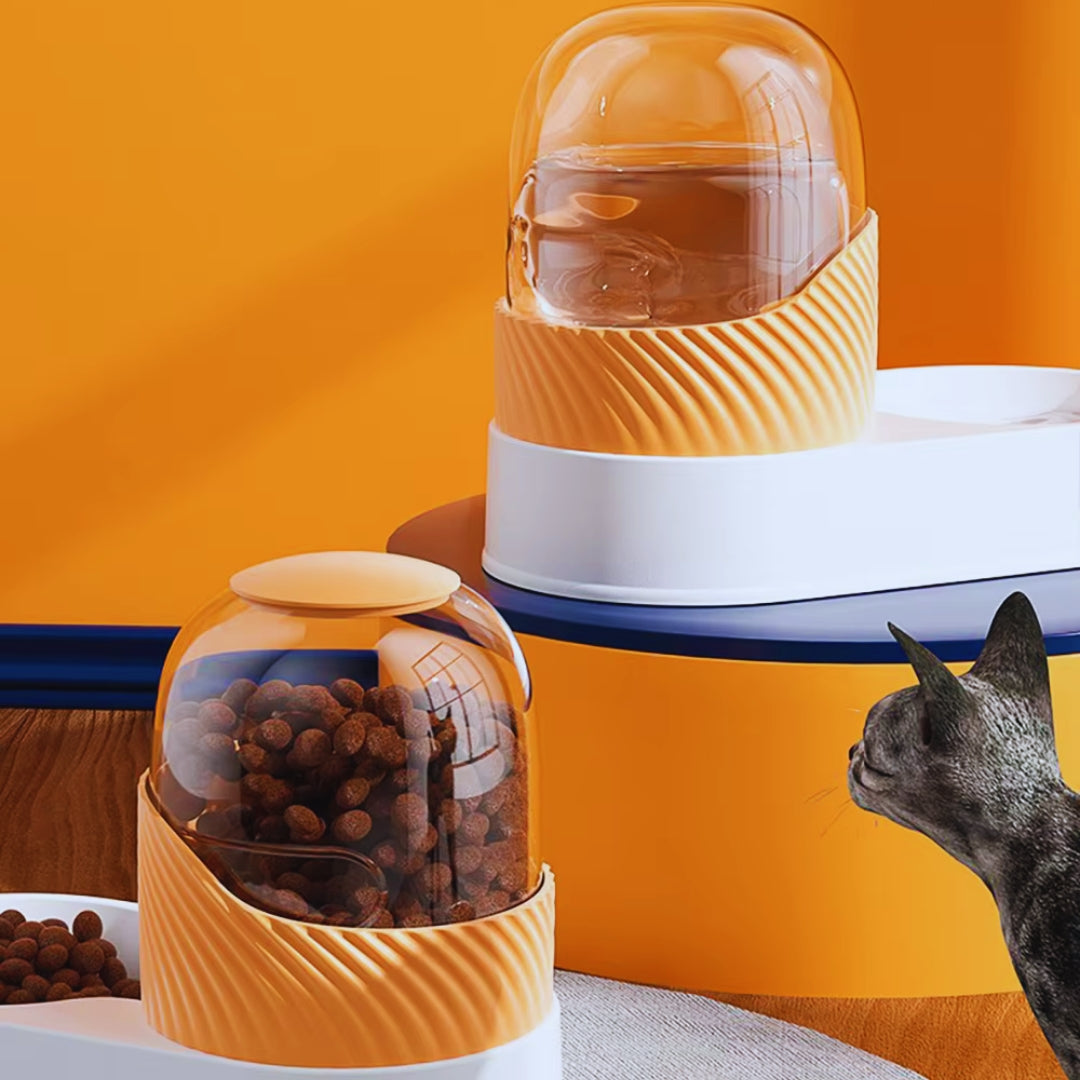 Stylische Futterstation für Haustiere mit Glaskuppel und Anti-Rutsch-Basis