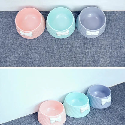Futternapf für Hunde und Katzen Mit Schleife – Rutschfest und Stilvoll Im Pastell-Look