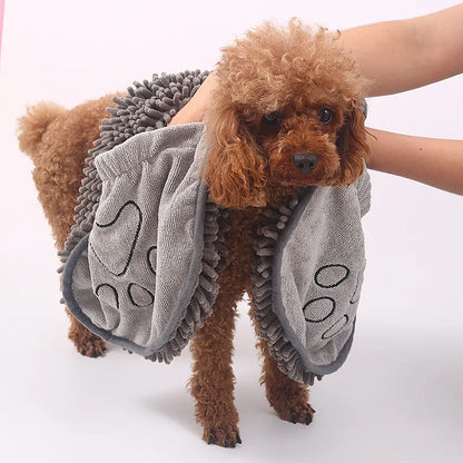 Saugfähiger Hunde-Handtuchhandschuh mit Pfotenstickerei für Schnelles Trocknen