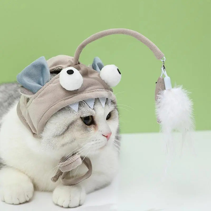 Katzenhut Mit Anhänger – Lustiges Tierkostüm für Katzen Mit Spielzeug