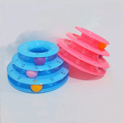 Interaktives Katzenspielzeug – 3-stufige Spielpyramide Mit Bunten Bällen