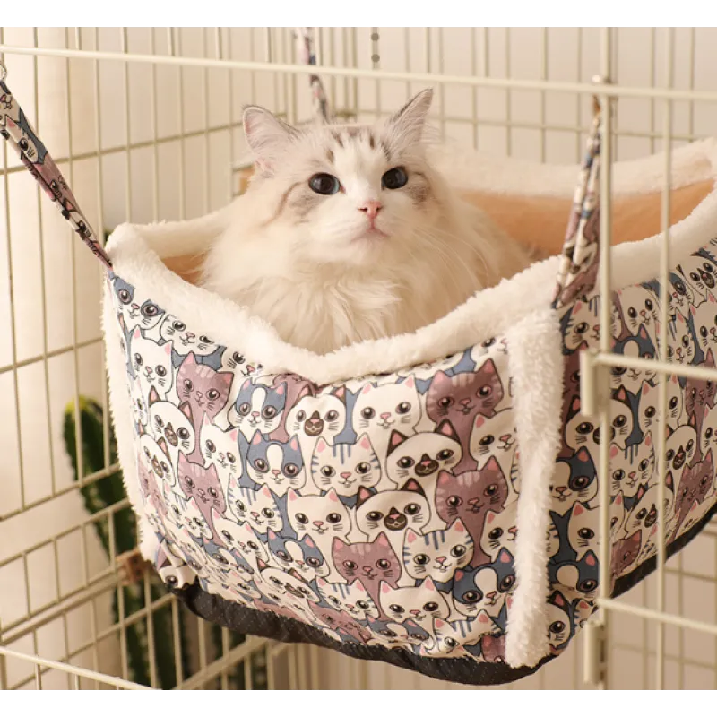 Katzenschlafkorb mit Süßem Katzenmuster – Weiches und Gemütliches Körbchen für Katzen