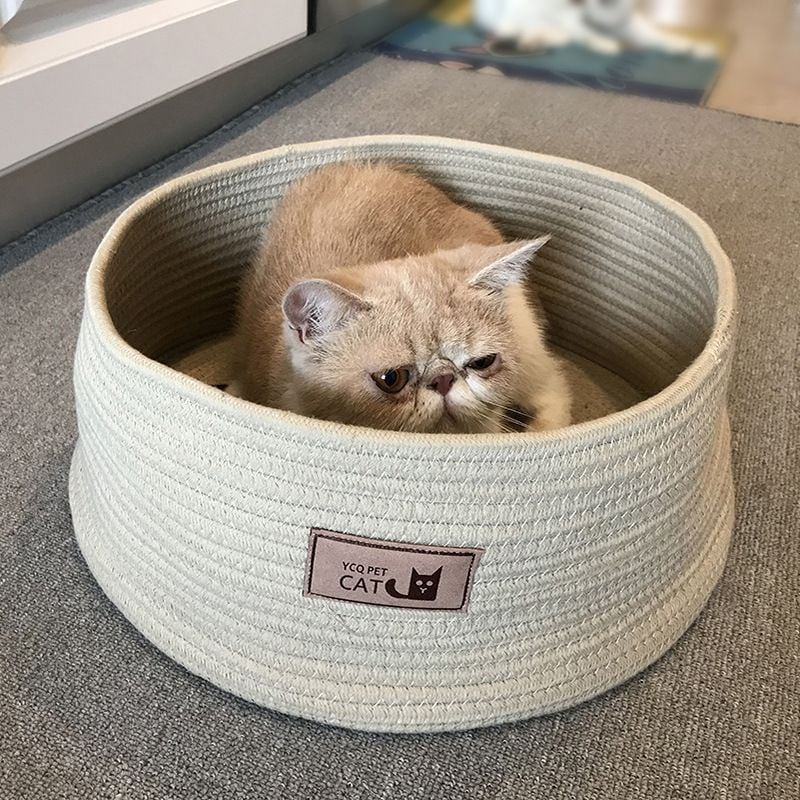 Katzenbett Aus Baumwolle – Bequemes Rundes Katzenbett für Entspannung und Komfort