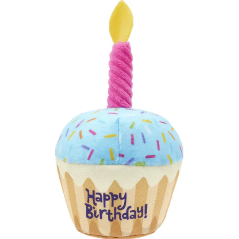 Hundespielzeug Geburtstag Set – Plüschkuchen, Cupcake & Knochen mit Quietschfunktion
