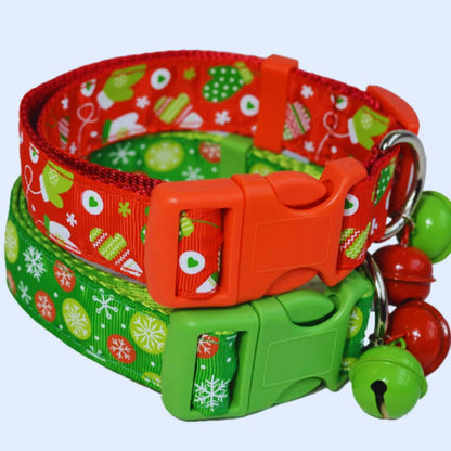 Weihnachtliches Katzenhalsband mit Glocken – Verstellbares Halsband In Rot und Grün