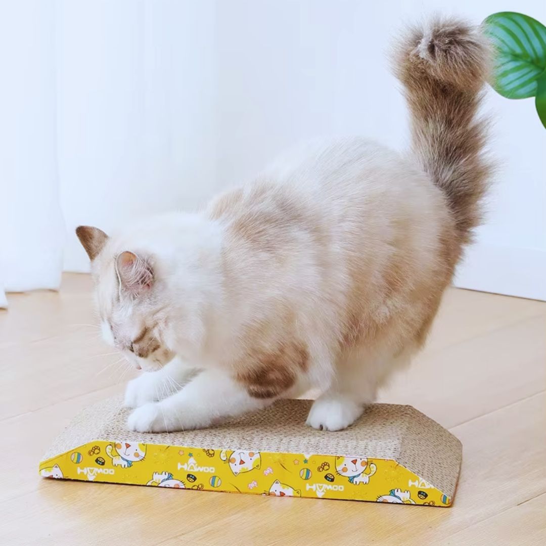 Katzenkratzbrett Im Schrägdesign – Kratzmatte für Krallenpflege mit Süßem Design
