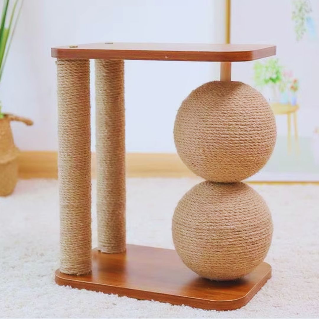 Katzenkratzbaum mit Plattform – Modernes Kratzmöbel mit Sisalstangen und Holzplatte