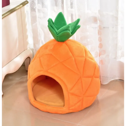 Katzenhöhle im Ananas-Design – Kuschelige Schlafhöhle für Katzen und kleine Hunde