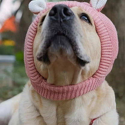 Warme Strickmütze mit Ohren für Hunde