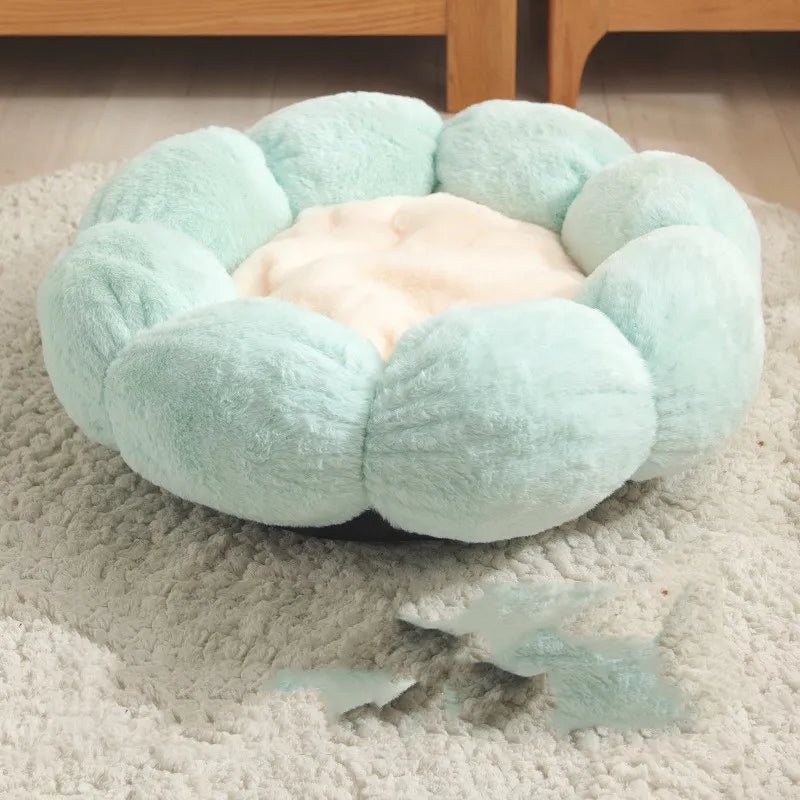 Kuscheliges Katzenbett in Blumenkorb-Form – Weich und Komfortabel für Entspannende Nächte