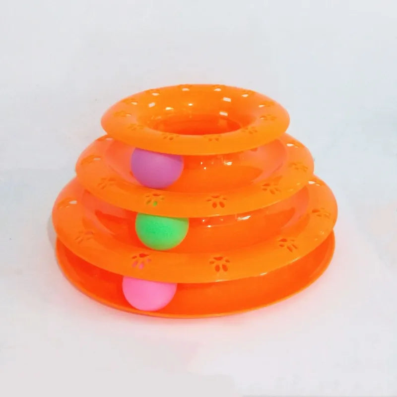 Interaktives Katzenspielzeug – 3-stufige Spielpyramide Mit Bunten Bällen