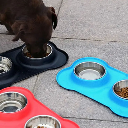 Rutschfeste Hundefutterschüssel mit Doppelschale und Silikonunterlage