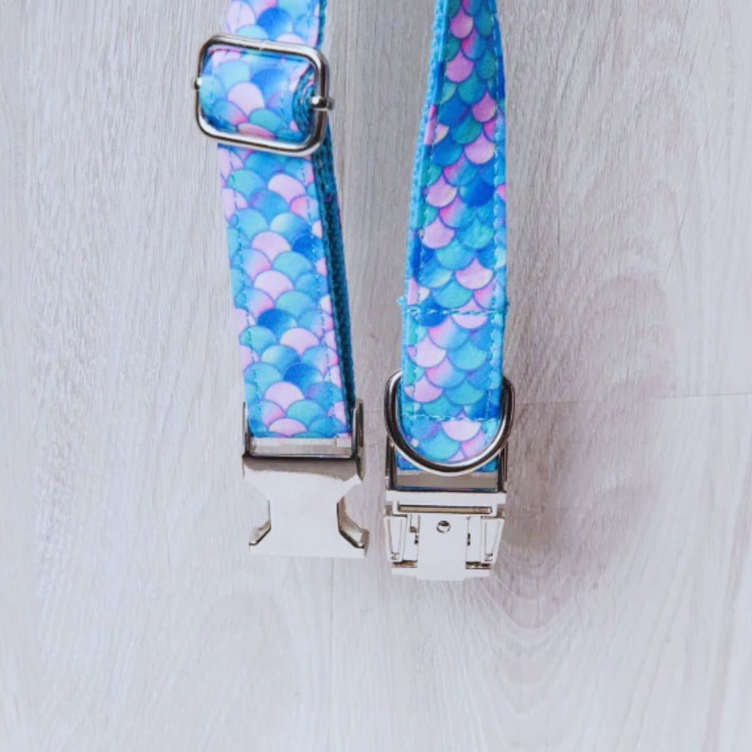 Verstellbares Hundehalsband mit Meerjungfrauen-Muster und Metallverschluss