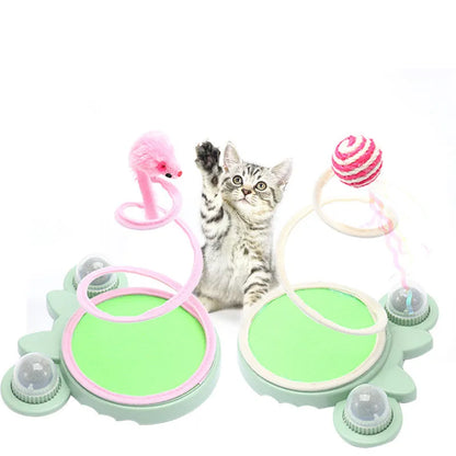 Interaktives Katzenspielzeug mit Spiral-Stock und Plüschmaus – Fördert die Aktivität und Das Spielverhalten