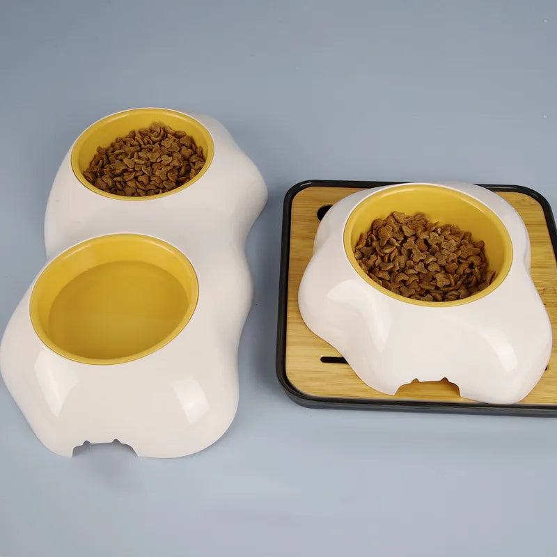 Hundenapf und Futternapf Set für Haustiere – Rutschfestes Doppelnapf Design mit Gelb
