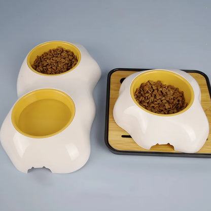 Hundenapf und Futternapf Set für Haustiere – Rutschfestes Doppelnapf Design mit Gelb