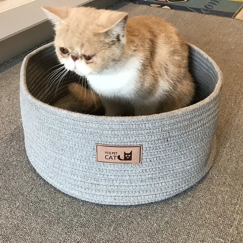 Katzenbett Aus Baumwolle – Bequemes Rundes Katzenbett für Entspannung und Komfort