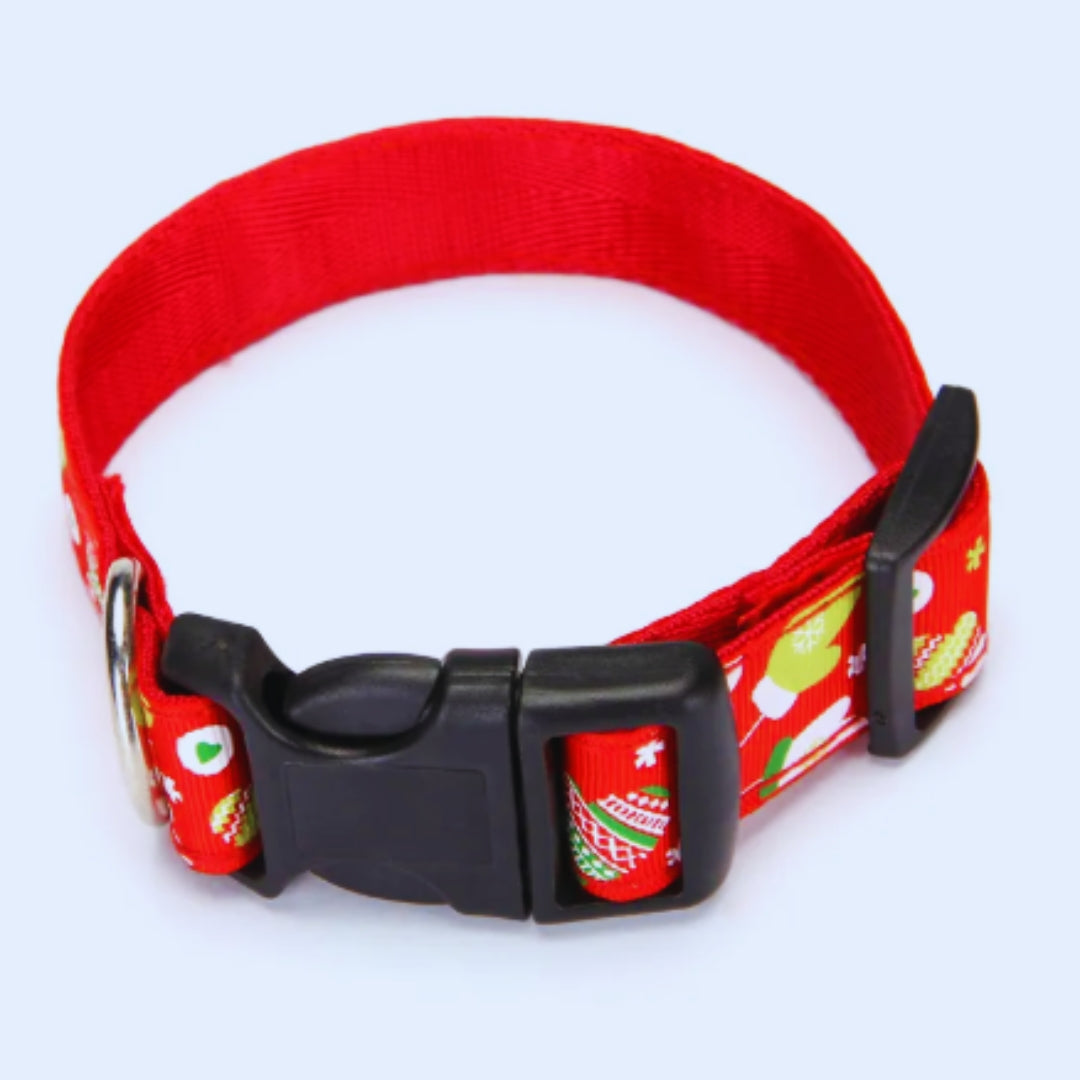 Weihnachtliches Katzenhalsband mit Glocken – Verstellbares Halsband In Rot und Grün