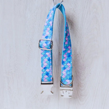 Verstellbares Hundehalsband mit Meerjungfrauen-Muster und Metallverschluss