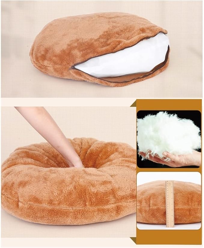 Hundebett mit Abnehmbarem Dach – Weiches komfortables Hundekissen für Kleine Hunde Braun
