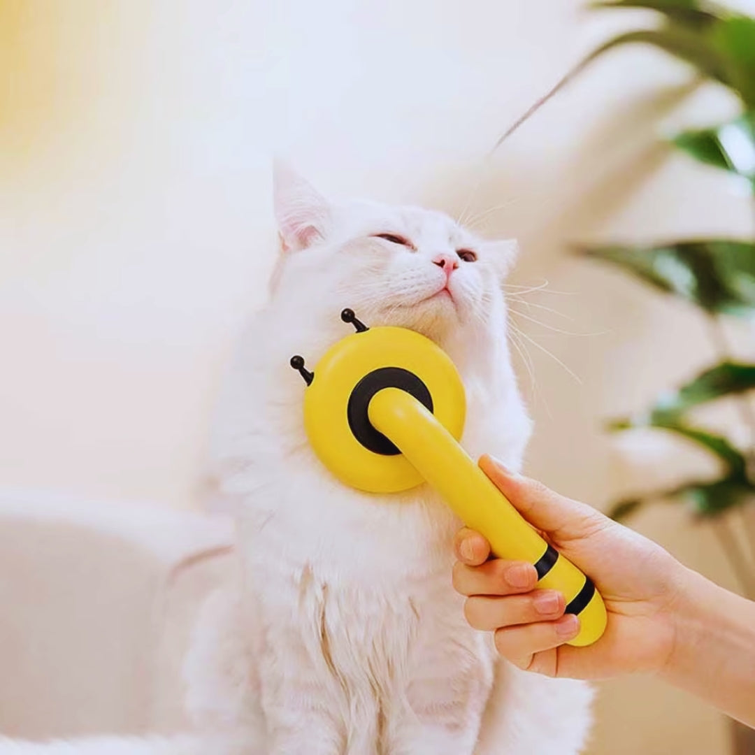 Haustier Fellbürste mit Ergonomischem Griff – Schnallenbürste für Hunde und Katzen