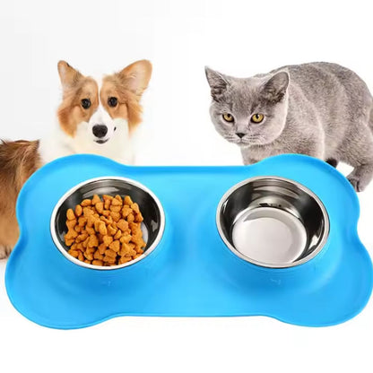 Rutschfeste Hundefutterschüssel mit Doppelschale und Silikonunterlage