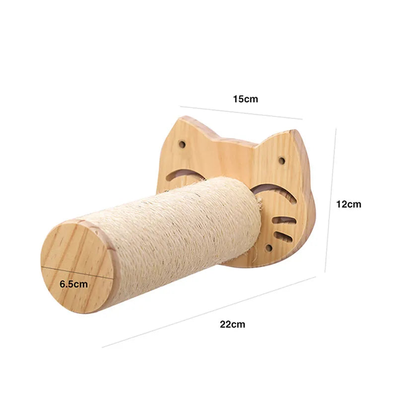 Wand-Kratzbrett für Katzen Aus Holz im Katzenkopf-Design – Gemütlicher Liegeplatz und Spielzeug