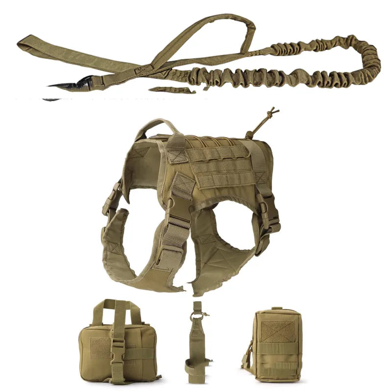 Taktisches Hunde Geschirr mit Taschen und Leine für Training und Outdoor-Einsätze