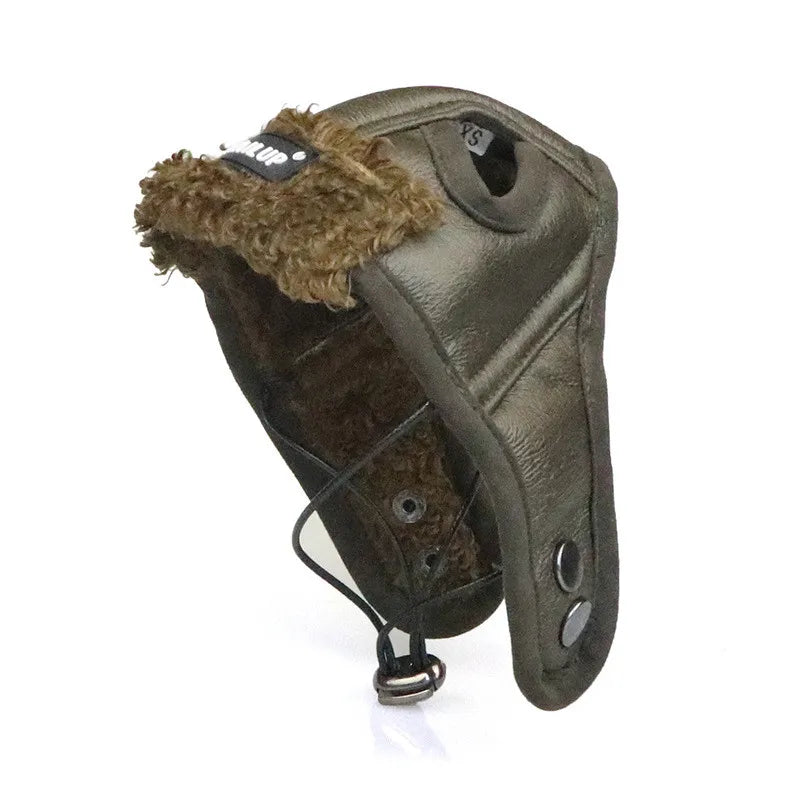 Winter Ohrenschutz Kopfbedeckung Aus Leder mit Weichem Futter
