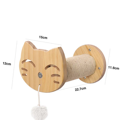 Wand-Kratzbrett für Katzen Aus Holz im Katzenkopf-Design – Gemütlicher Liegeplatz und Spielzeug