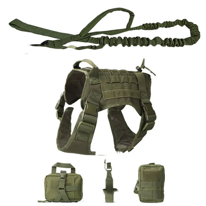 Taktisches Hunde Geschirr mit Taschen und Leine für Training und Outdoor-Einsätze