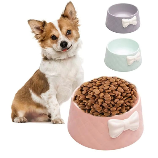 Futternapf für Hunde und Katzen Mit Schleife – Rutschfest und Stilvoll Im Pastell-Look