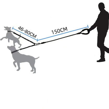 2-in-1 Hunde-Doppelleine mit 360° Drehgelenk – Verhedderungsfrei & Stoßdämpfend