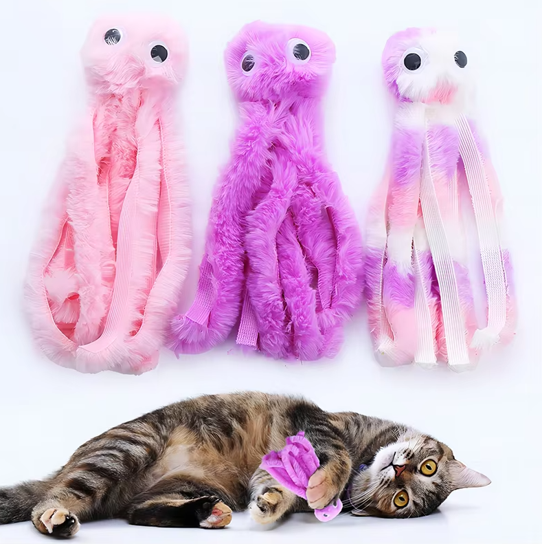 Katzenspielzeug Oktopus – Weiches Plüschtier Mit Katzenminze  Langen Tentakeln